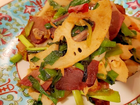 焼き豚とレンコンの中華炒め